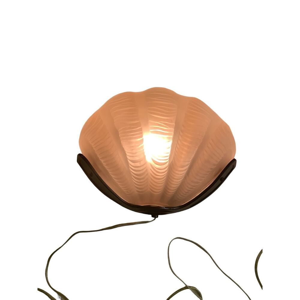 Sarsaparilla Hand Blown Glass Clam Shell Art Deco Style Wall Light Sconce Pink
